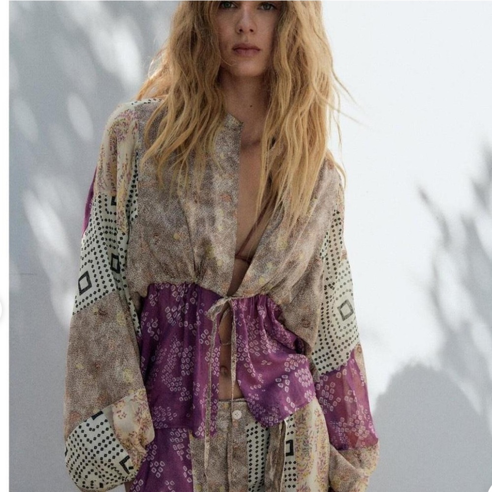 Zara Patterned Boho Bolero Open Cardigan